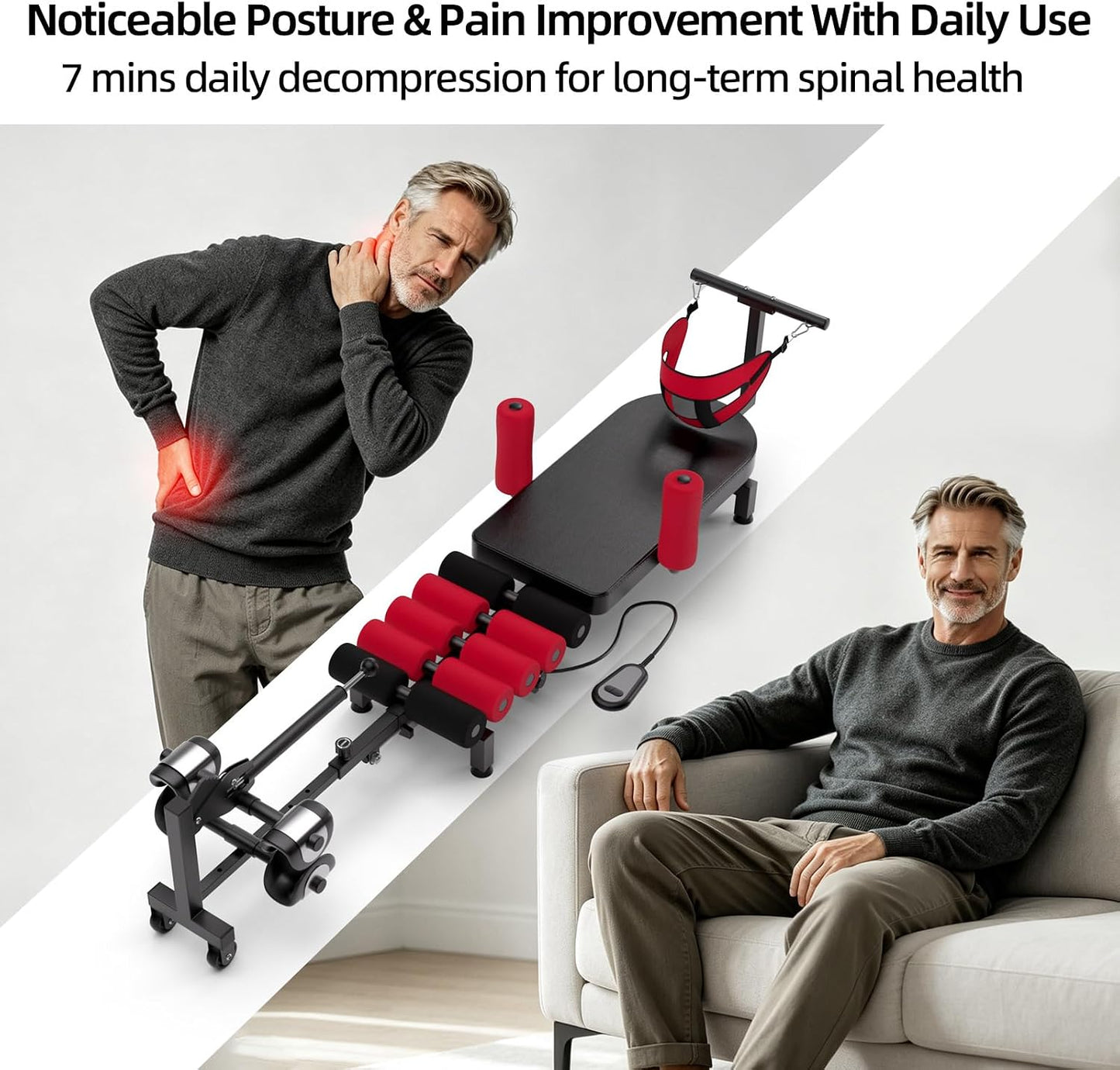 Motorized Spinal Decompression Table - Electric Back Traction Machine for Sciatica & Herniated Disc Relief, Professional Lumbar Stretching Device for Home Physical Therapy & Pain Management
