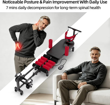 Motorized Spinal Decompression Table - Electric Back Traction Machine for Sciatica & Herniated Disc Relief, Professional Lumbar Stretching Device for Home Physical Therapy & Pain Management
