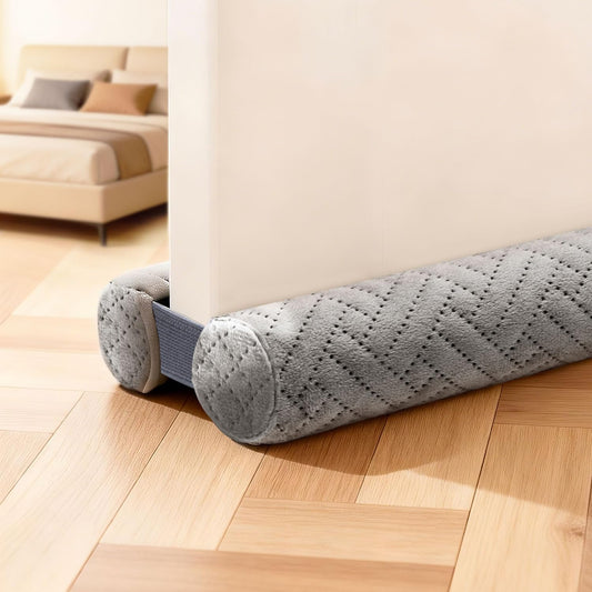 Premium Velvet Under Door Draft Stopper Noise Blocker – Blocks Drafts, Dust, Noise & Light, 32-36 Inch Adjustable Door Sweep Gap Filler Bottom Door with Secure Hook & Loop Tabs