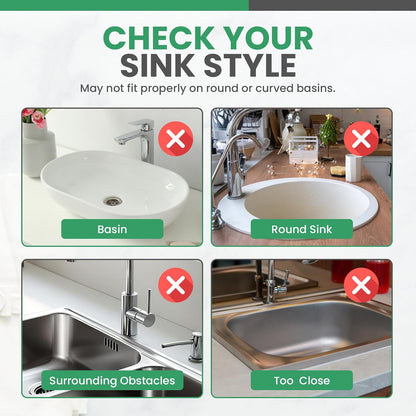 No More Wet Counters - Kitchen Sink Faucet Mat, 24” Silicone, Black