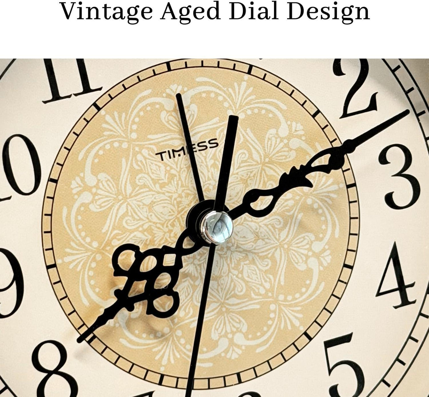 TIMESS Vintage Analog Alarm Clock, 4.3" Silent Non-Ticking Quartz Desk Clock with Roman Numerals, Battery Operated Table Clock for Bedroom, Living Room, Office, or Gift (White)