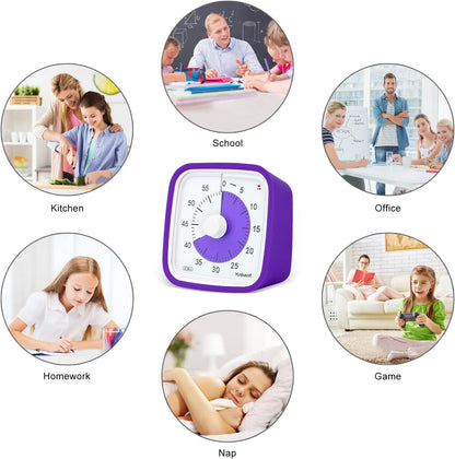 Yunbaoit Rainbow Visual Timer for Kids, 60-min Countdown Timer, Blue | Protective Case, No Ticking, Mute and Ringing Alarm Available, Time Management Tool, Low Power Reminder, for Study,Game,Work
