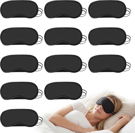 Bulk Sleep Masks, Black Eye Masks in Bulk (12-Pack)