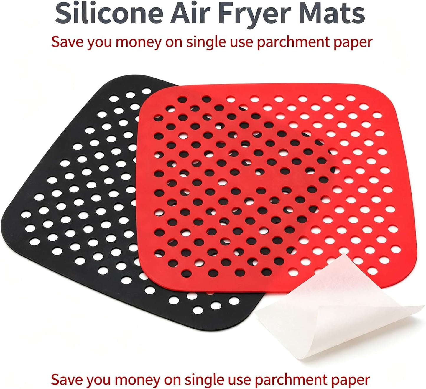 Air Fryer Silicone Liners,2 Pack 8.5 Inch Reusable Food-Grade Silicone Mat, Non-stick Heat Resistant Air Fryer Accessories