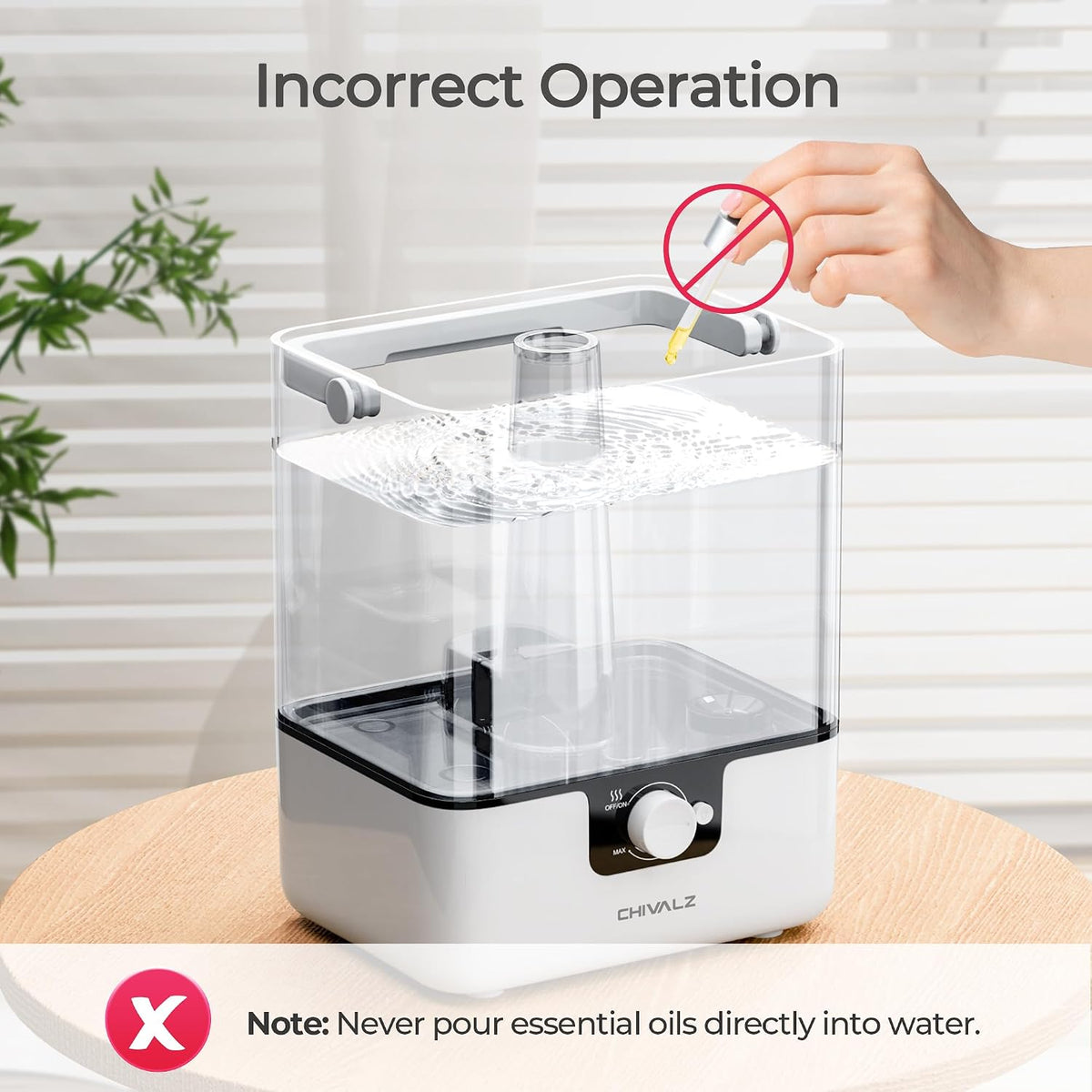 CHIVALZ 6L Humidifiers for Bedroom, Cool Mist, 26dB, 50H Runtime, White