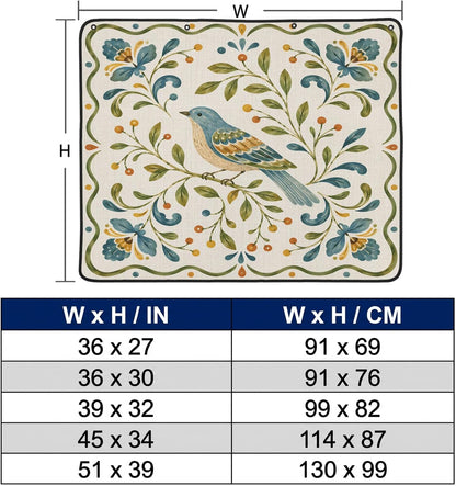 Magnetic Fireplace Cover Bird Branches Fireplace Screen Decorative Green Leaves Frame Insulation Fireplace Blocker Blanket Save Energy Fireplace Draft Stopper Covers for Living Room 45x34 Inch