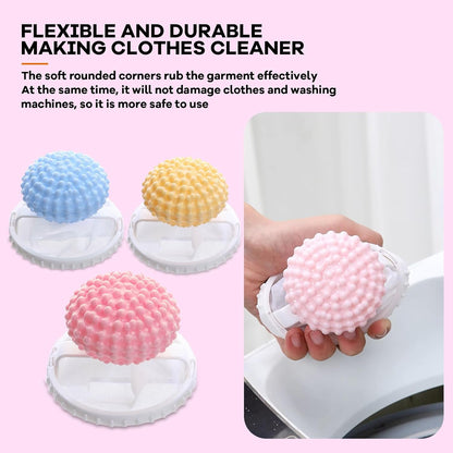 3-Pack Pet Hair Remover for Laundry, Floating Mesh Washing Machine Catchers | Reusable floating mesh catchers help collect loose pet hair and lint during washing; includes yellow, pink and blue pieces.