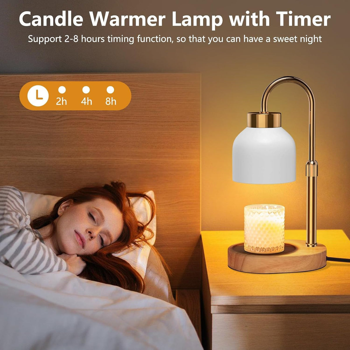Candle Warmer Lamp with Timer Dimmer, Height & Brightness Adjustable