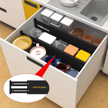 Bamboo Drawer Dividers, Expandable Drawer Separators Splitter, 17-22 inches Adjustable Spring-loaded Organizer for Large Utensil, Clothes, Tools Drawers, 6 Pack Dividers + 4 Pack Baffle