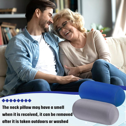 Geelin 2 Pcs Microbead Roll Pillow 11.8 x 6.3 Inch Soft Pillow Bolster Cylindrical Pillow Microbead Pillows for Sleeping Home Travel Neck Head Back Support Rest (Violet, Black)