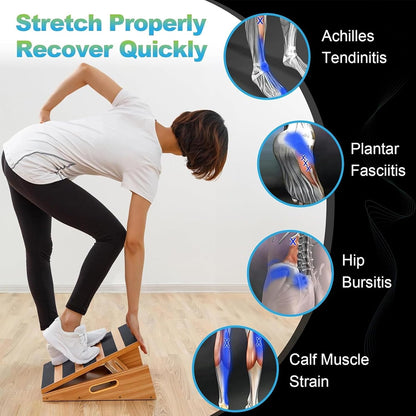 StrongTek Wooden Slant Board, Adjustable Incline, Side Handles, Non-Slip | Standard and XL Sizes, Full or Partial Non-Slip Surfaces, Side Carry Handle, Calf and Ankle Stretching, Squats and Rehab