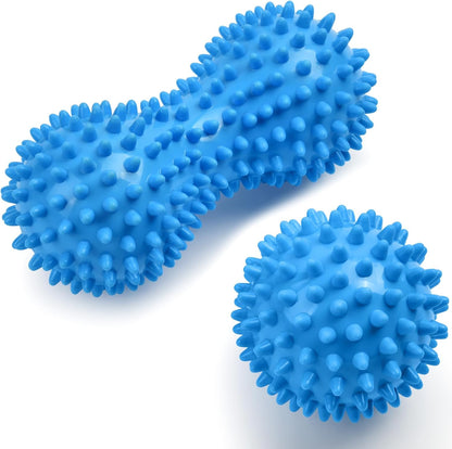 URAQT Spiky Massage Ball Set, 2 Pack Physical Therapy Massage Balls, Hard Lacrosse Ball & Spiky Massage Ball for Myofascial Release and Trigger Point Deep Tissue Massage (Purple)