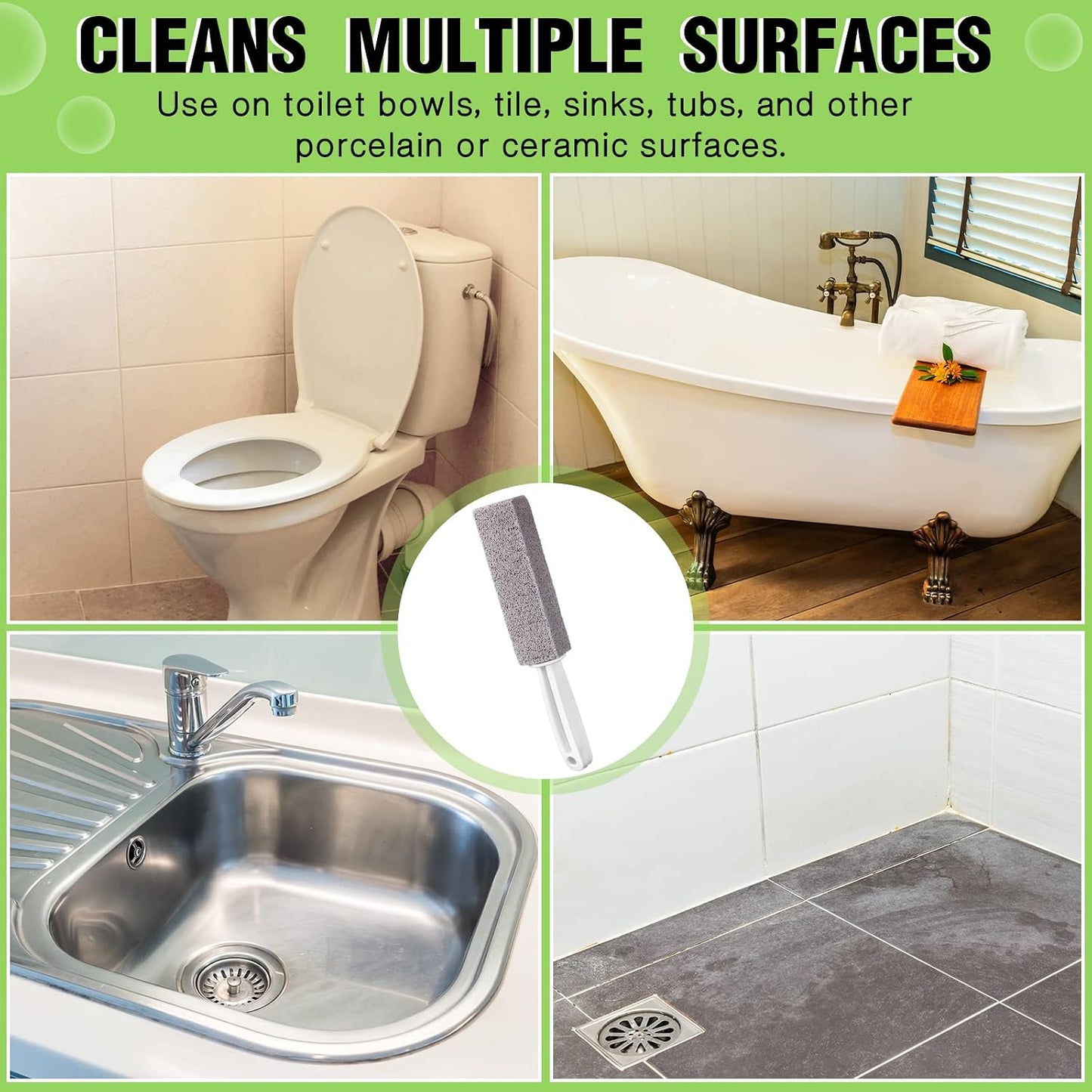 30 Pieces Pumice Toilet Bowl Brush Pumice Stone with Long Handle | Remove Limescale and Rust Toilet Stone Brush Block for Toilets Bath Grout Pool Kitchen Stove Oven Tubs Sinks Showers