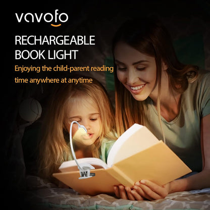 VAVOFO Rechargeable Book Light, 14 LEDs Eye Care Clip On Amber Reading Light for Bookworms Reading in Bed with 9 Colors 9 Brightness (Blue)