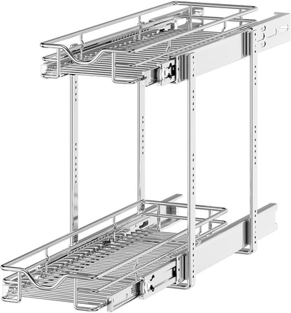 OCG Pull Out Cabinet Organizer (15" W x 21" D), Pull out Drawers, Cabinet Pull Out Shelves for Base Cabinet Organization in Kitchen Bathroom Pantry, Bottom Mount, Chrome Finish