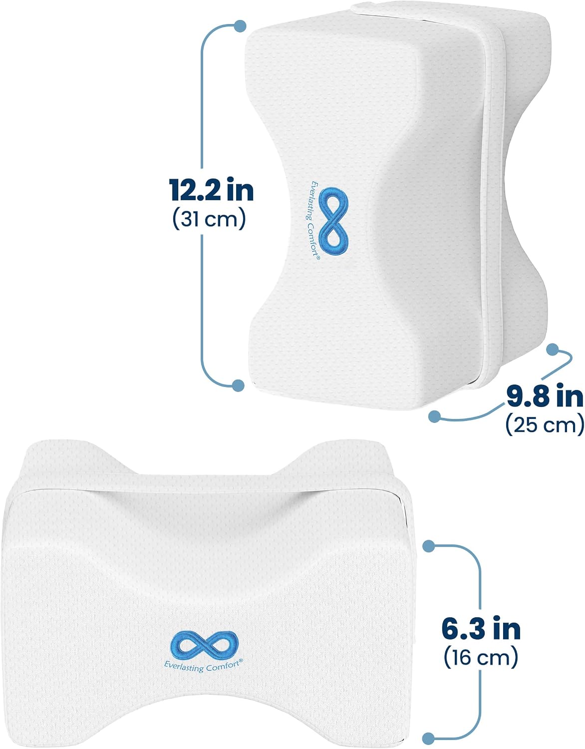 Everlasting Comfort Memory Foam Knee Pillow for Side Sleepers – Sciatica Pain Relief Pillow, Removable Strap Support – Leg Pillows for Sleeping Alignment, Knees, Back & Hip Cushion