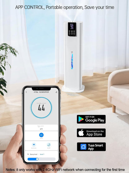 8L Smart Humidifiers for Bedroom Large Room, 2.1Gal Cool Mist Top Fill Diffuser Ambient Light, App & Remote Control, 3 Mist Modes, Quiet Humidifier for Home Office Plant