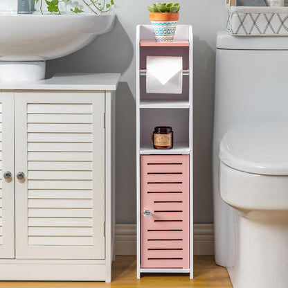 AOJEZOR Toilet Paper Holder Stand: Small Space Bathroom Storage for Renters