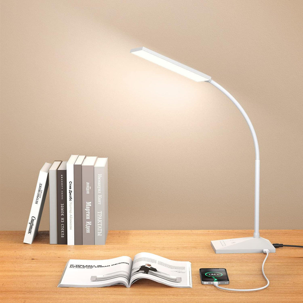 Vansuny Clip on LED Desk Lamp, Eye-Caring USB Reading Light for Home Office