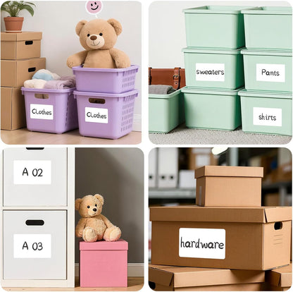 300 Labels Removable Food Labels, HUOJI 1 x 2 Kitchen Labels | 150 Labels per Roll, Date Stickers for Freezer, Refrigerator Food Containers, No Residue(2 Rolls, 2 Colors)