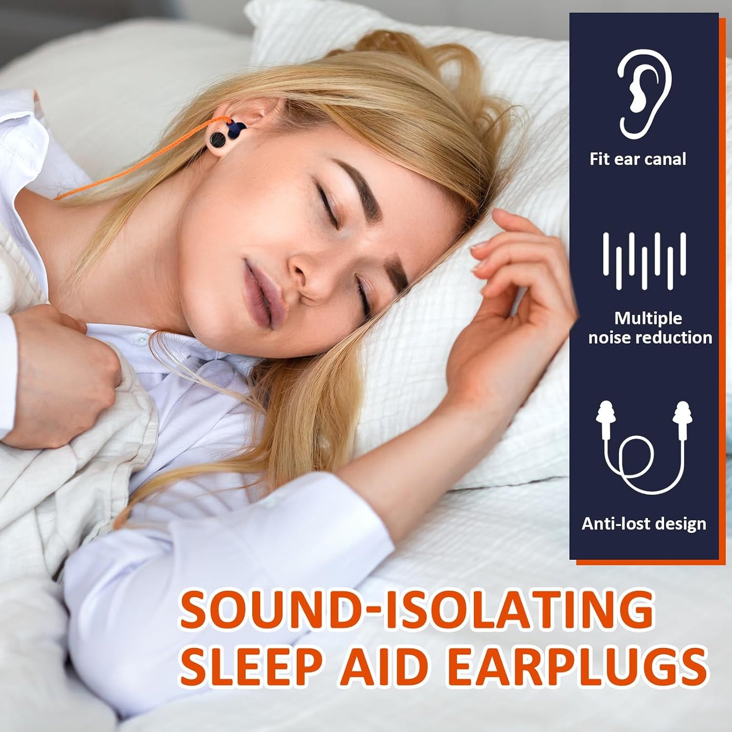 Xuhal 200 Pairs Corded Ear Plugs Silicone Earplugs with Cord Individually Wrapped Reusable Earplugs Sleep Noise Cancelling Hearing Protection for Snoring Shooting Studying Construction (Black)