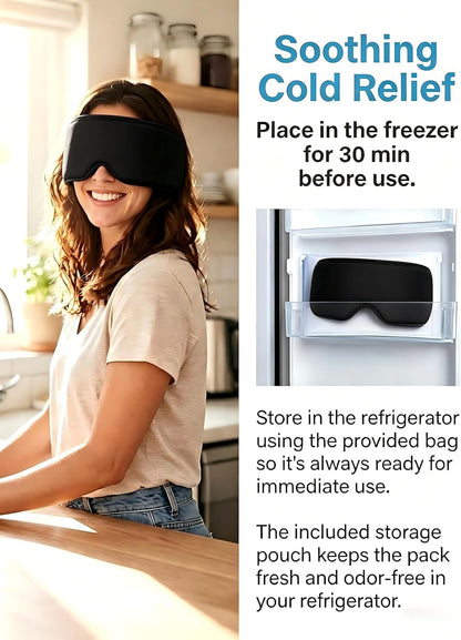 Cooling Gel Eye Mask for Puffy Eyes, Migraine & Headache Relief, Full Eye-Area Cold Compress for Eyes & Temples, FSA Eligible HSA Reusable Eye Ice Pack for Swelling & Post-Surgery Recovery