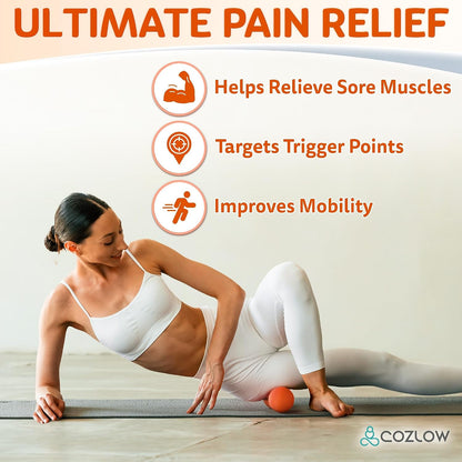 COZLOW Peanut Massage Ball - Deep Tissue Therapy, Pain Relief - Cobalt Blue | Cozlow 5" double lacrosse silicone massage ball, trigger point roller for mobility, acupressure tool for myofascial release