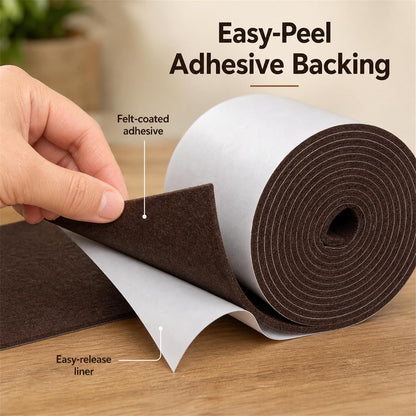 Felt Furniture Pads, Self Adhesive Felt Sheets Roll, Cuttable Felt Pads for Furniture Legs, Heavy Duty Furniture Pads for Hardwood Floors, Chair Wall Protector, Black, 40 x 5 x 0.12 Inch