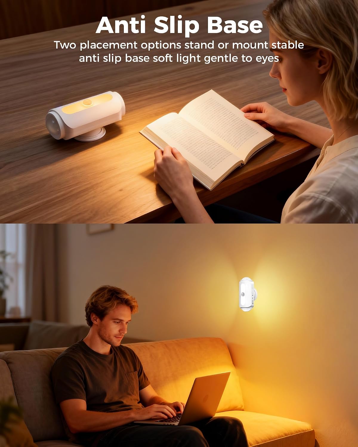 Motion Sensor Wall Light, Rechargeable Peel and Stick on Sconce Set of 2