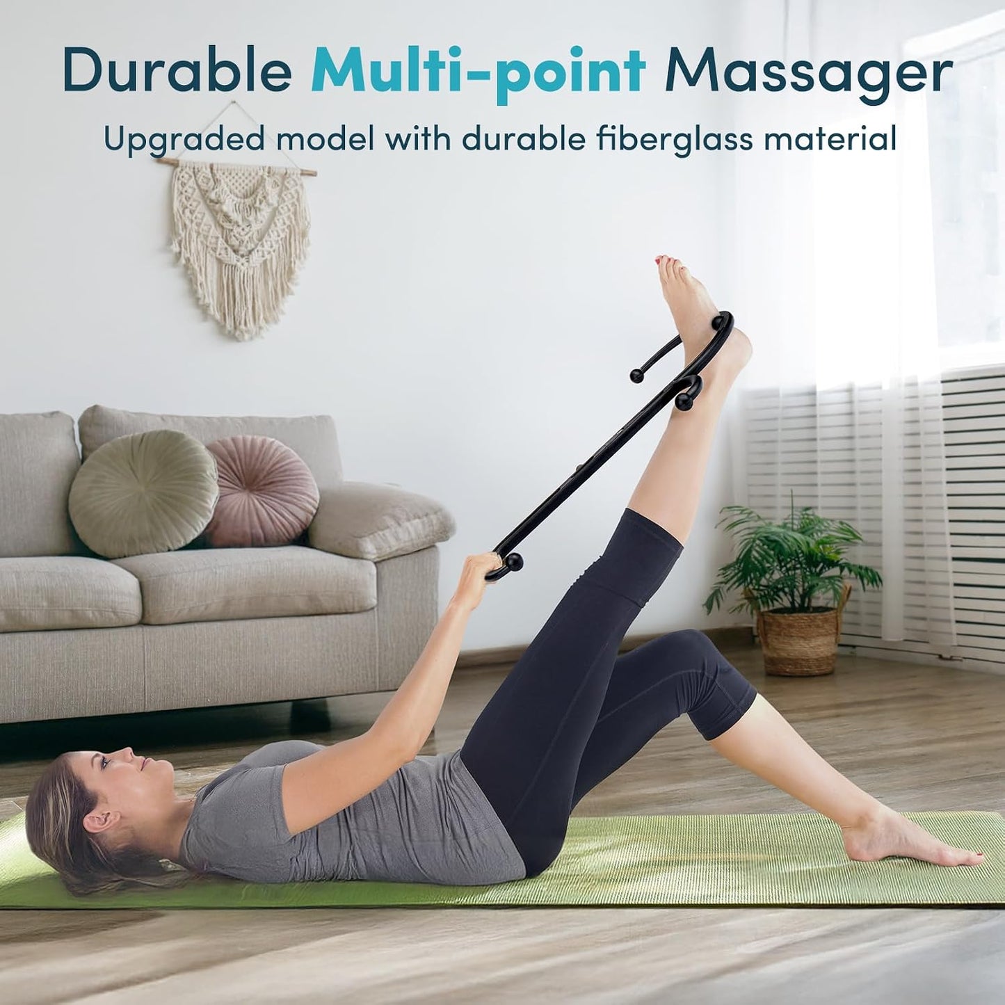 Lifelong Trigger Point Massage Tool for Pain Relief Deep Tissue, Full Body Handheld Massage Stick Hook Back Neck Shoulder Multi-Pressure Point Massager Cane for Women & Men, Black
