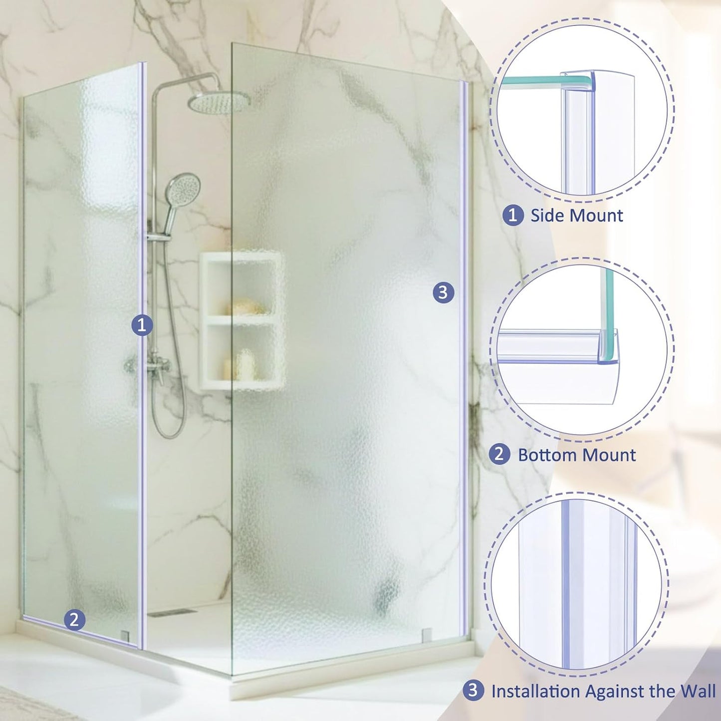 Frienda 2 Pcs Shower Door Bottom Seal 3/8" x 36'' Clear PVC Glass Door Sweep Shower Frameless Seal Strip for Replacement Stopping Leaks and Creating Water Barrier