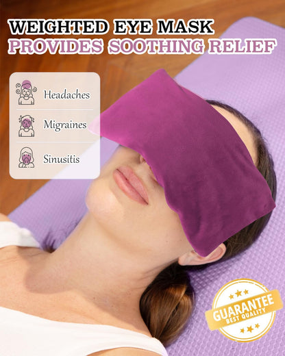 Relaxation Gifts for Women, Weighted Eye Mask for Sleeping, Yoga, Spa, Meditation, Lavender Eye Pillow Heated for Headache, Sinus & Dry Eyes Relief, Moist Heat Mask, Birthday Gifts for Mom (Purplex4)