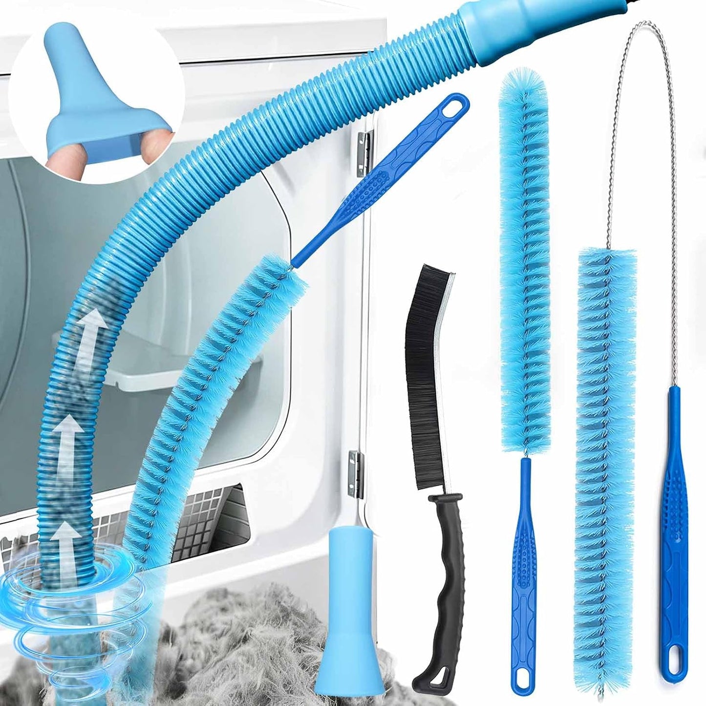 Dryer Vent Cleaner Kit, Vacuum Hose & Brush for Vacuum Hose Attachment | Professional Dryer Vent Cleaning Tool, Lint Trap Duct Cleaning, Remover Brush for Dryer Duct and Trap Maintenance