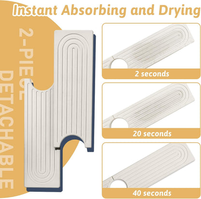Faucet Mat for Kitchen Sink, 18" Wide Diatomite Fast Drying Stone Tray, Super Absorbent, Prevents Moisture Buildup, Faucet Water Splash Guard for Bathroom Counter, Sink Protector Gift for Mom, White