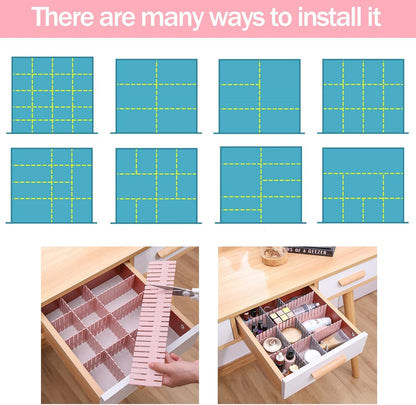 acDesign 40Pcs Grid Drawer Dividers, Adjustable Drawer Organizer for Socks, Underwear, Lingerie, Makeup, Bedroom Office Kitchen Storage (White)
