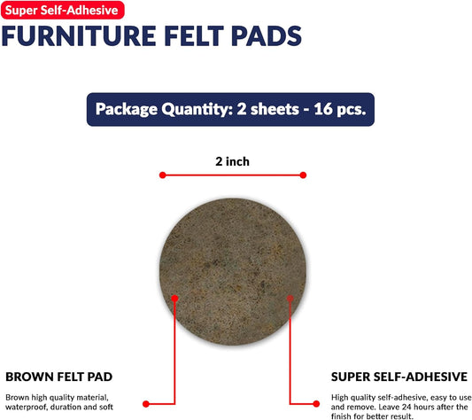 Furniture Felt Pads Brown 144 Pcs Strong Self Adhesive Protectors for Hardwood Floors Laminate Flooring Furniture Feet Chair Legs Table Cabinet Couch Non Scratch Peel Stick Felt Pad Set for All Floors