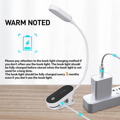 VAVOFO Rechargeable Book Light, 14 LEDs Eye Care Clip On Amber Reading Light for Bookworms Reading in Bed with 9 Colors 9 Brightness (Blue)