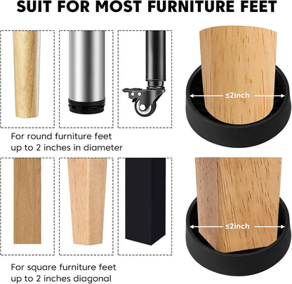 Rubber Non-Slip Furniture Pads, 2"x2" Casters Cup, Round, Brown, 8 PCS | Rubber Feet Floor Protector For Hardwood Floors, Prevent Scratching of The Floor, For Bed Sofa Table and Chair, Stopper