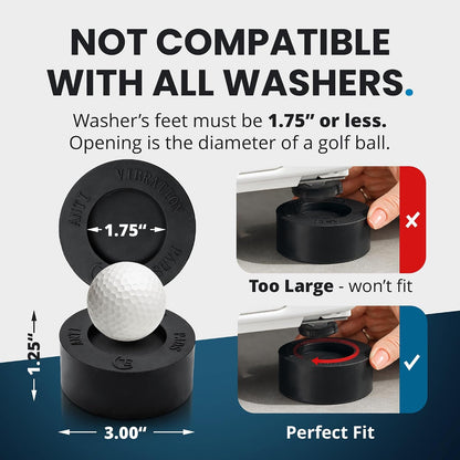 Anti Vibration Pads for Washing Machine with Tank Tread Grip - 4 Pack + Level - Fits Most Round Feet up to 1.75” - Stops Washer Dryer from Moving - Rubber Antivibration Stabilizer for Leveling Washer