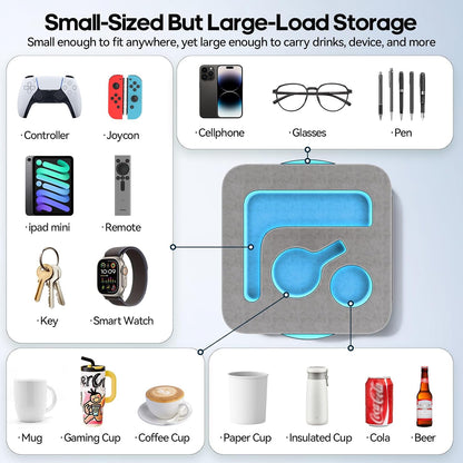 Couch Cup Holder Pillow, Sofa and Bed Caddy for iPad, Kindle, Switch, Game Controller, Remotes, Phones, Small-Sized Cup & Drink Holder for Couch, Bed, Desk, Car, Beach, Bathroom Cup Holder