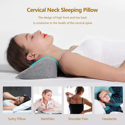Cervical Neck Pillows for Pain Relief Sleeping, Memory Foam Neck Bolster Pillow for Stiff Pain Relief, Neck Support Pillow Neck Roll Pillow for Bed Pillow (Light Grey)