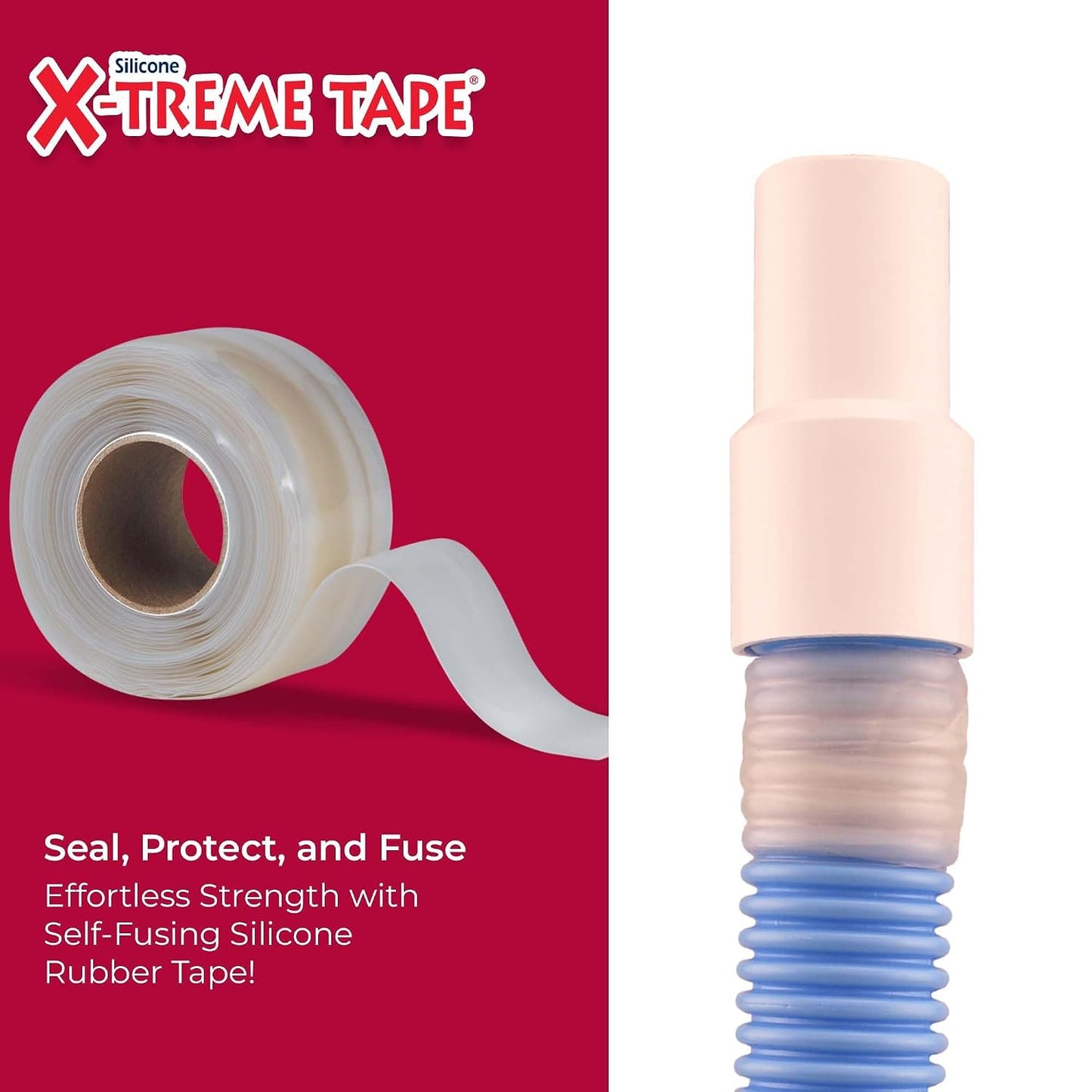 X-Treme Tape Self Fusing Silicone Tape - 1" x 10 Ft Roll - White | Heavy Duty Rubber Electrical Tape, Waterproof, For Automotive, Hose, Pipe, Outdoor & Emergency Repairs, Insulating, Flexible