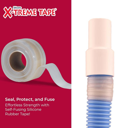 X-Treme Tape Self Fusing Silicone Tape - 1" x 10 Ft Roll - White | Heavy Duty Rubber Electrical Tape, Waterproof, For Automotive, Hose, Pipe, Outdoor & Emergency Repairs, Insulating, Flexible