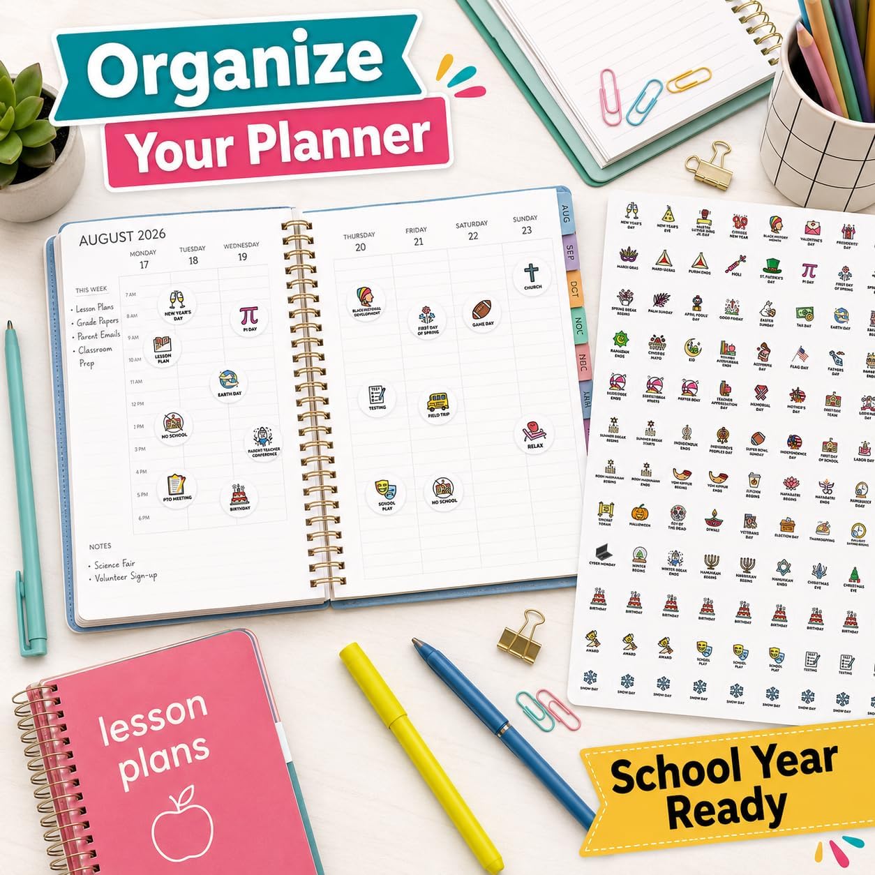 Andaz Press Colorful 7 Days of Week Stickers, Day Week Calendar Stickers for Adults Planner Day Dots Food Labels for Food Containers Date Calendar Planner Stickers Week Day Sticker Labels, 480-Pack