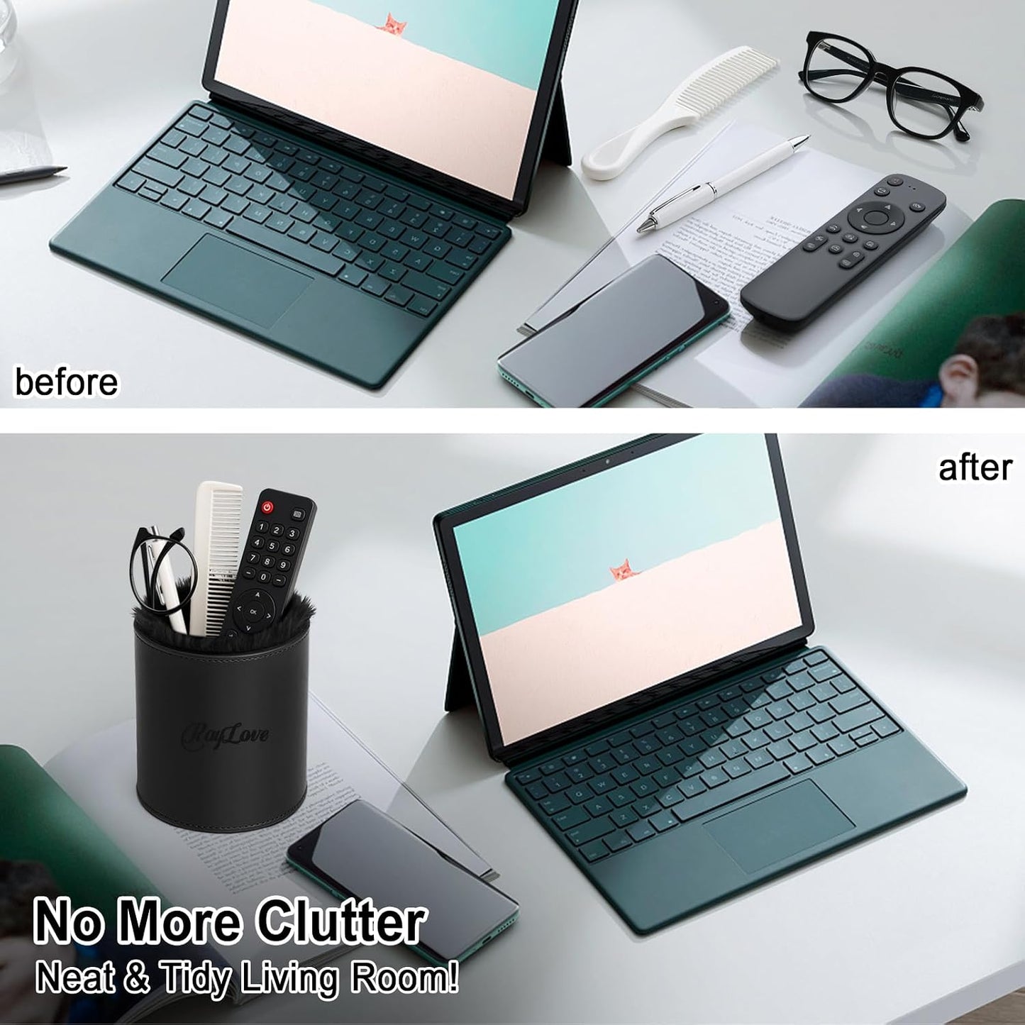 RayLove Leather Eyeglasses Case, Glasses Case, Anti-scratch Glasses Storage Organizer, Sunglasses Case with Soft Plush Lining