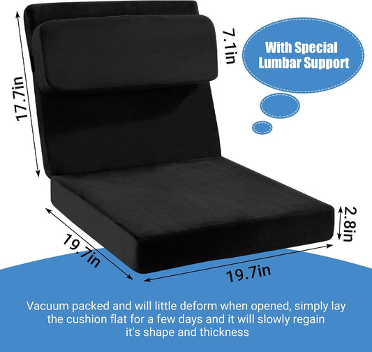 HOMBYS Recliner Seat Cushion with Lumbar Support Pillow and Adjustable Headrest, Medium Firm Foam Filling Chair Pad and Back Support, Non-Slip Design for Comfort and Pressure Reduce, Black