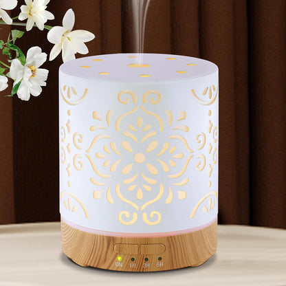 EQUSUPRO Essential Oil Diffuser 150ml Black Metal Aromatherapy Oil Diffuser Ultrasonic Cool Mist Diffuser with Auto Shut-Off Protection,7 Colors Changed LED for Home Office SPA Yoga