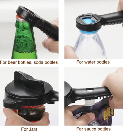 Jar Opener for Seniors, 4-in-1 Adjustable Lid Opener with Non-Slip Grip, Includes Magnetic Hook & Rubber Gripper, Suitable for Jars, Bottles and Beer Caps, Perfect for Arthritis and Weak Hands