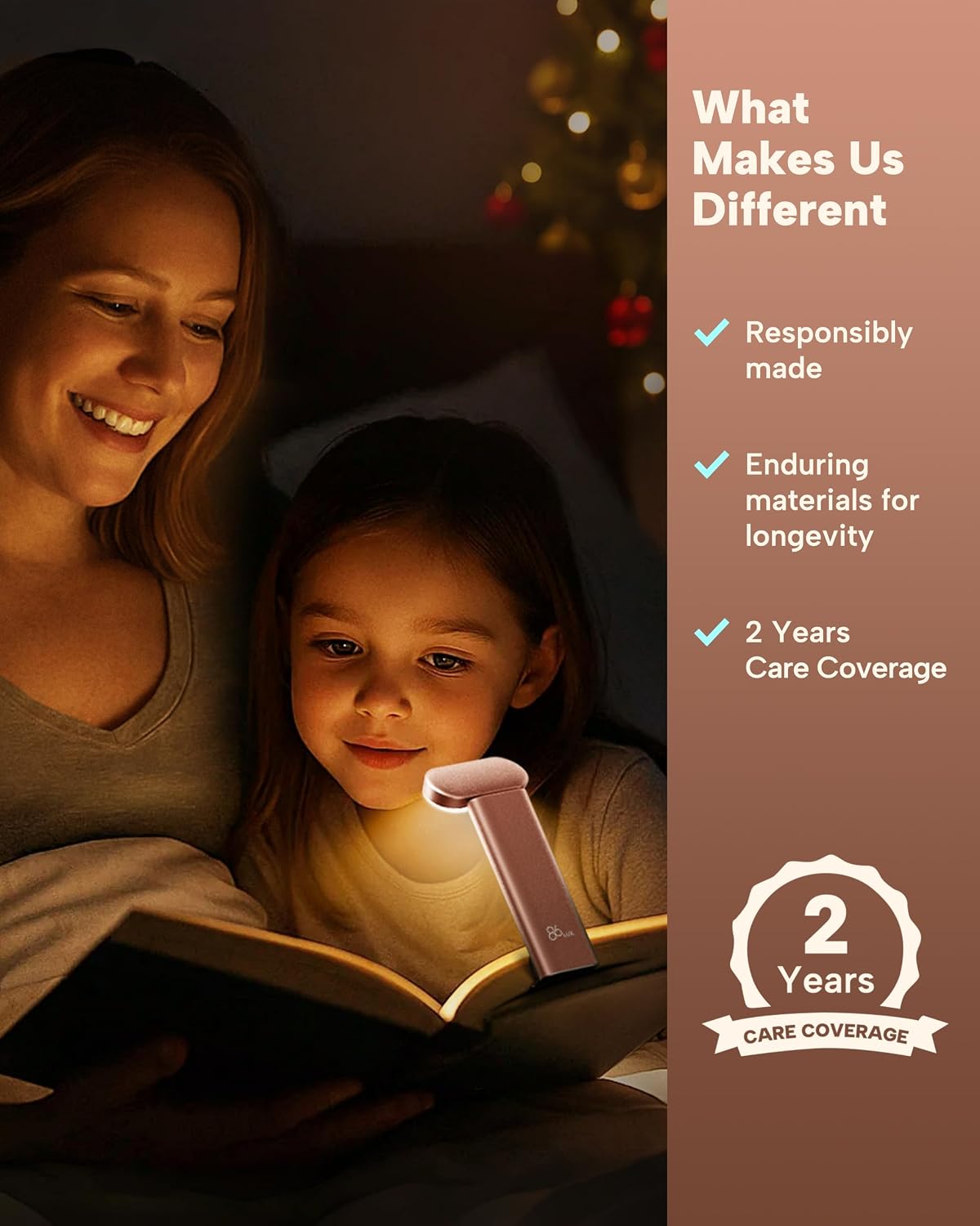 86lux Book Light, Rechargeable Reading Light for Book in Bed | 3 Color Modes & Stepless Dimming, Aluminum Alloy LED Bookmark Light for Book Lovers, Technology Black