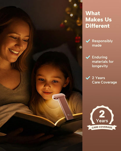 86lux Book Light, Rechargeable Reading Light for Book in Bed | 3 Color Modes & Stepless Dimming, Aluminum Alloy LED Bookmark Light for Book Lovers, Technology Black